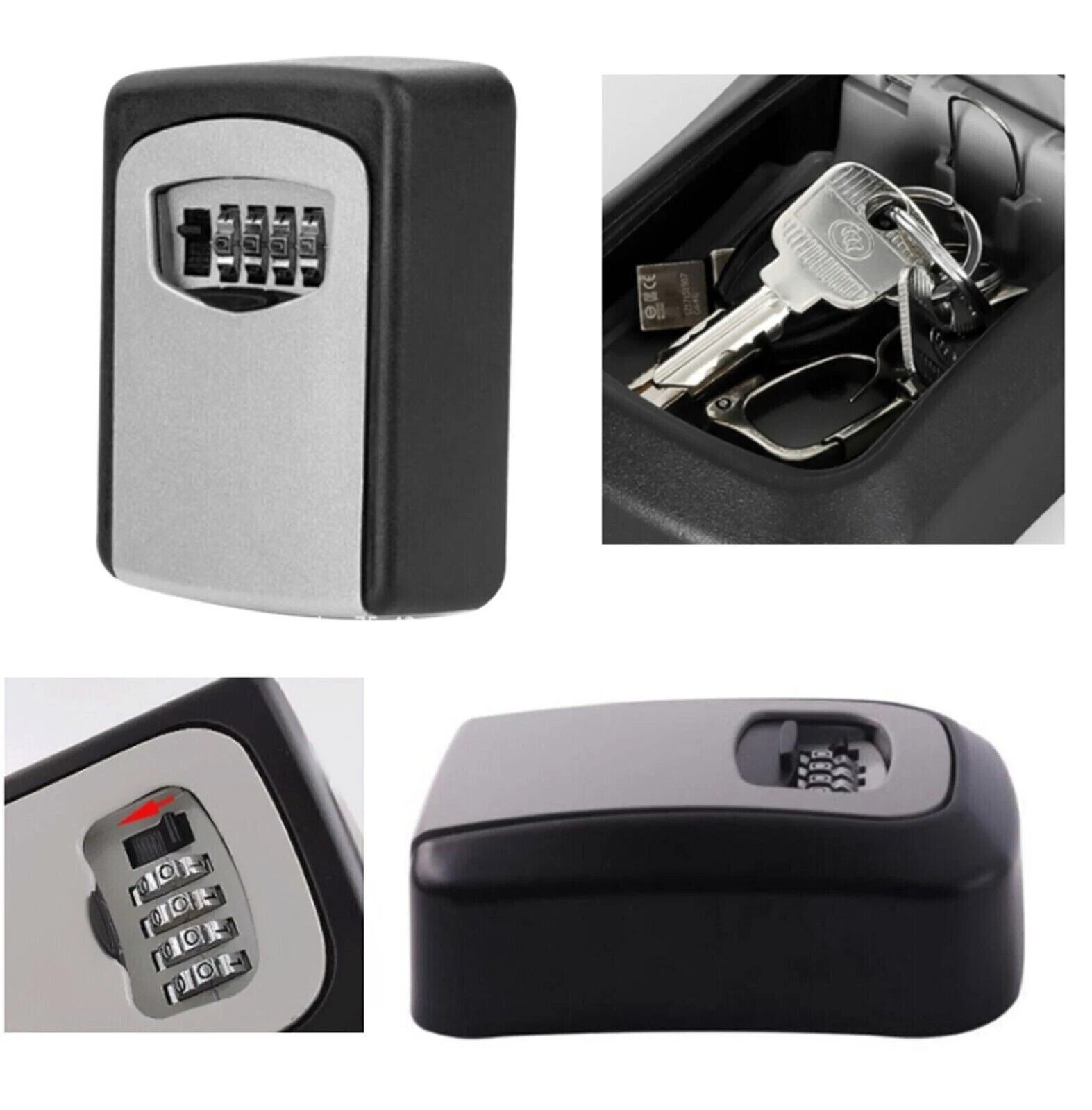 Key Lock Box Combination Wall Non Metal 4 Digit Security Storage Case Organizer
