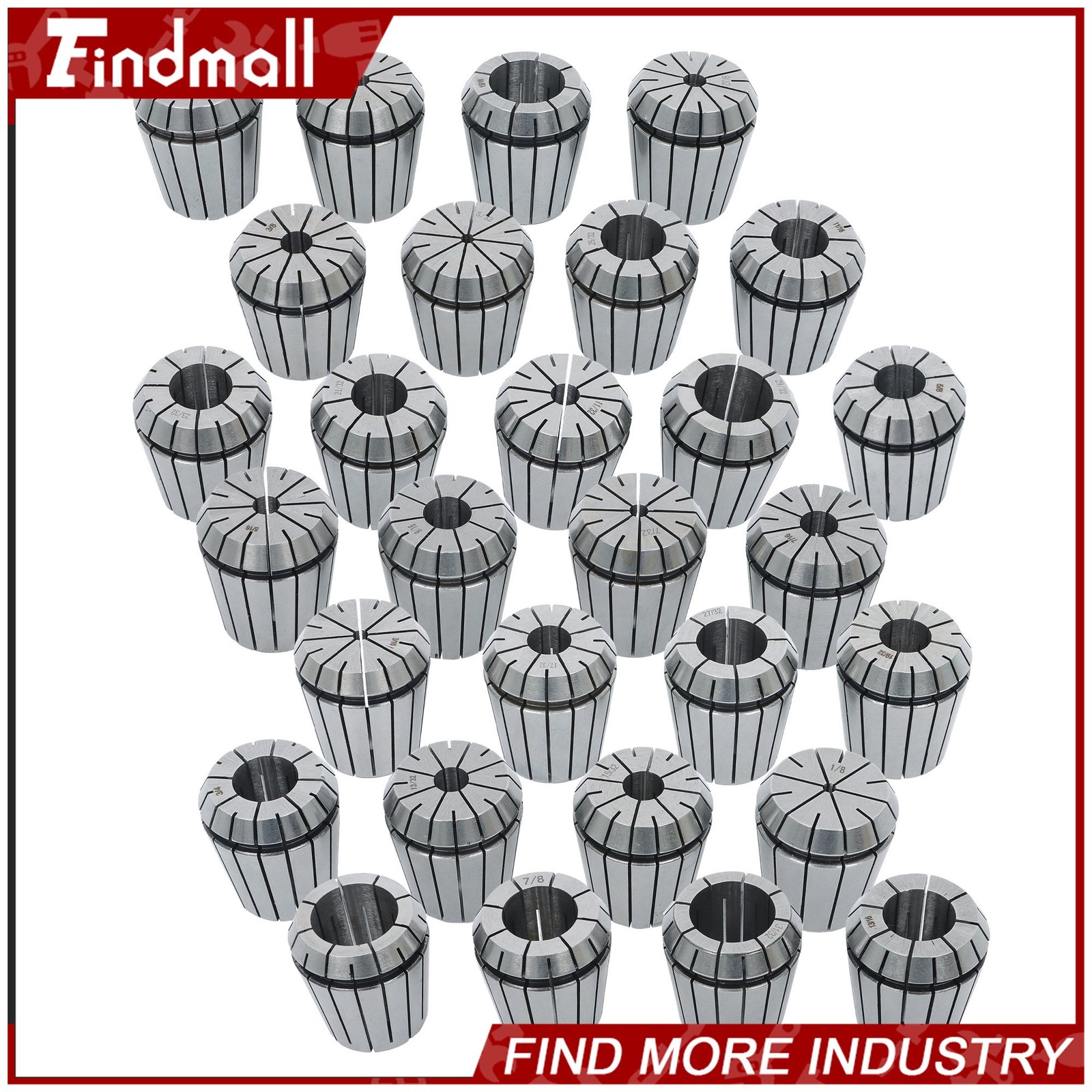 Findmall ER40 29Pcs Collet Set High Precision CNC Spring Collets