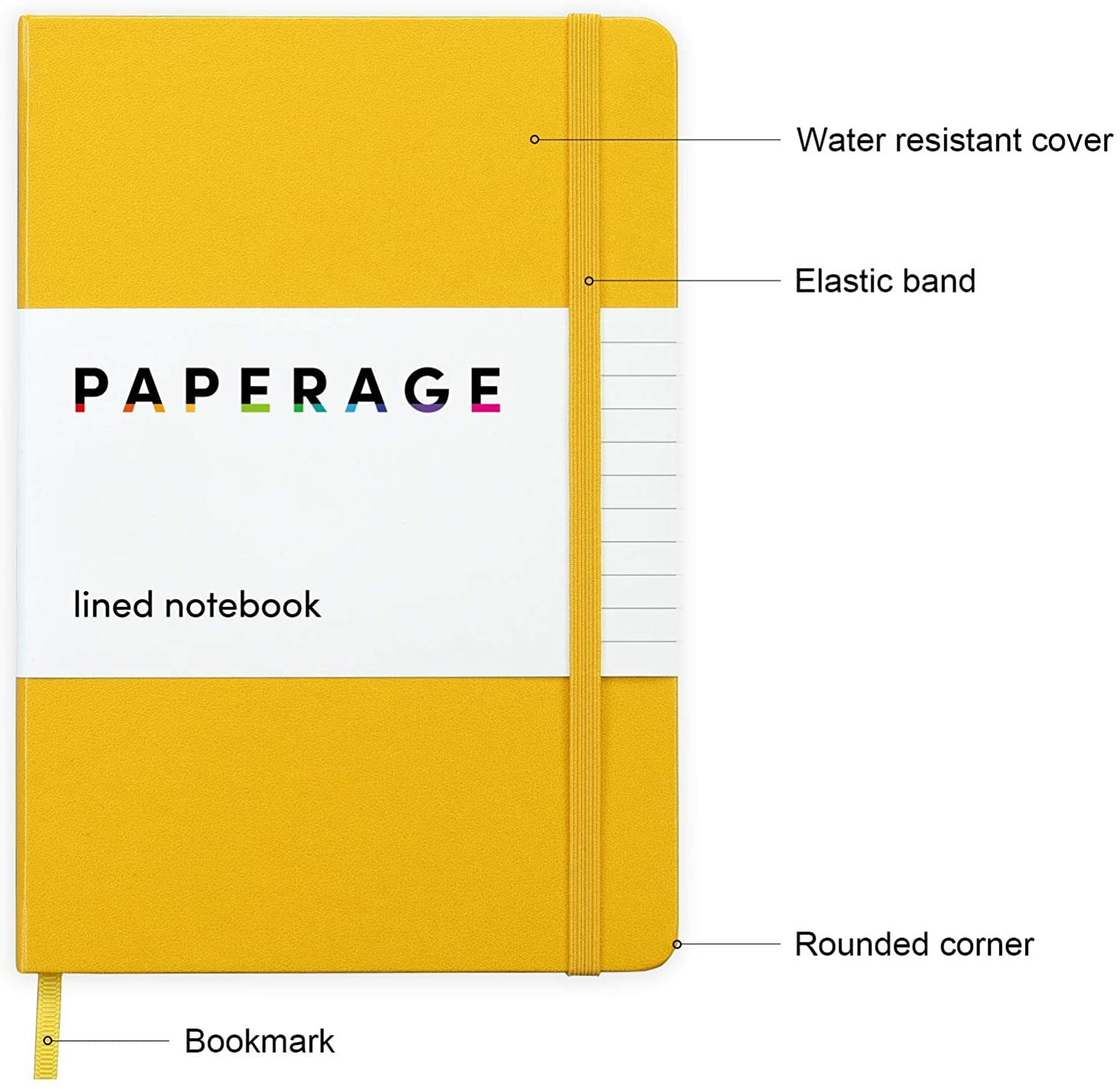 Paperage Lined Yellow Journal Hardcover, 5.7″x 8″ 100gsm 160pgs