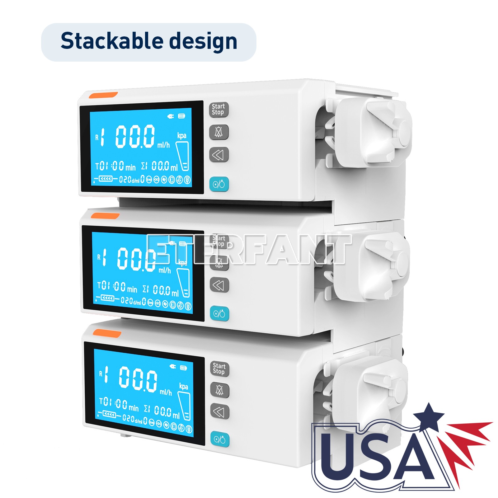 ETERFANT Touch Screen Syringe Pump/Portable Infusion Pump Real-time Alarm KVO