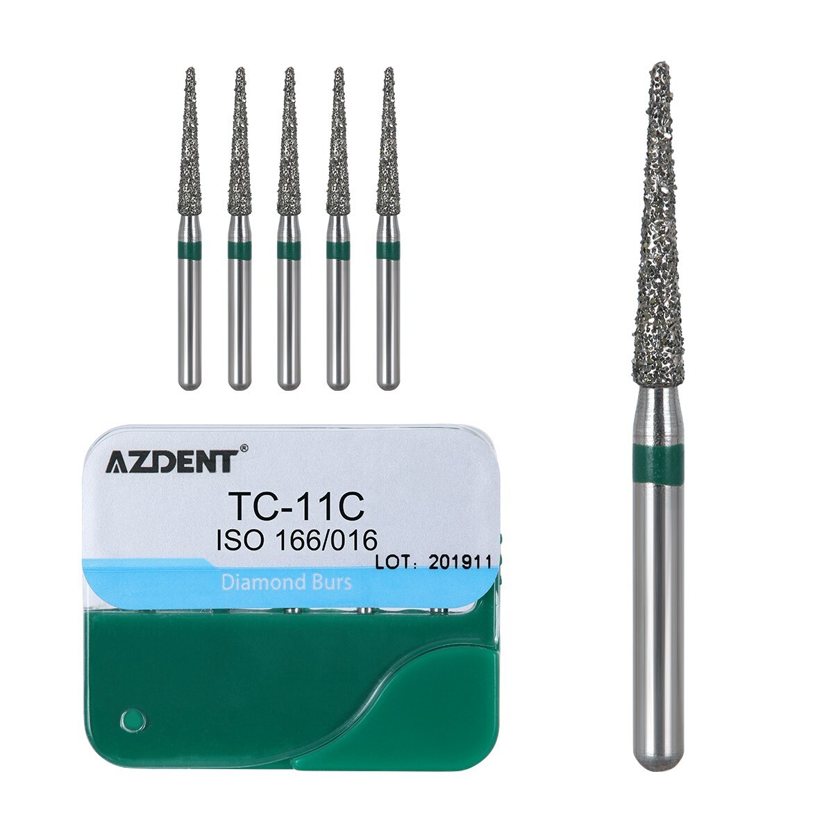 100Pcs AZDENT Dental Diamond Burs Kit For High Speed Handpiece Medium FG 1.6MM