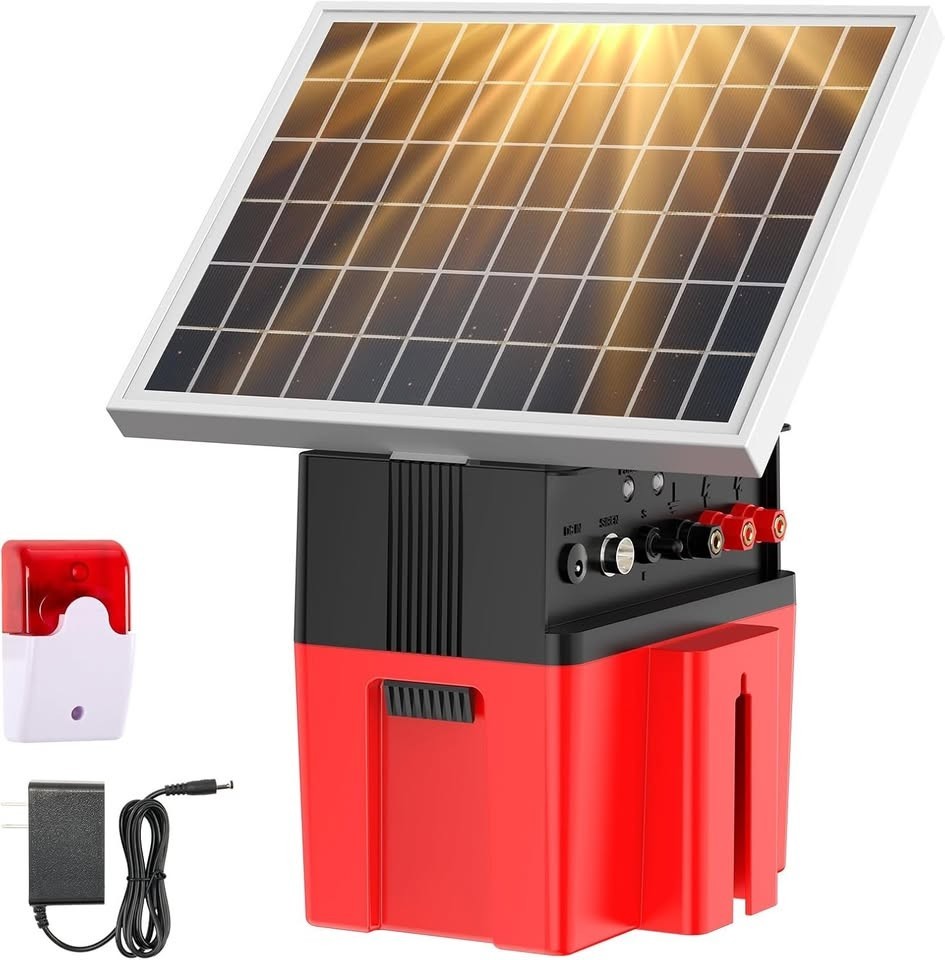 Epoify Solar Electric Fence Charger with Built-in Siren Alarm Covers up to 20 Mi