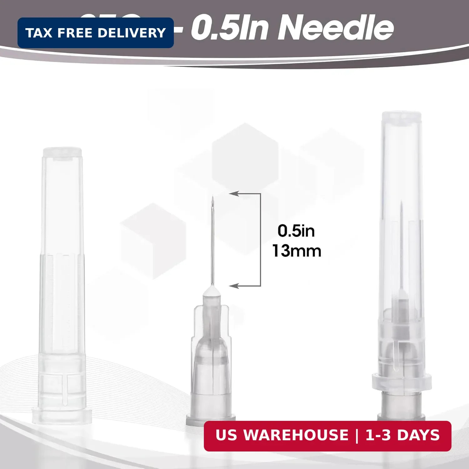 27 Gauge 1/2 Inch Disposable Needles with Caps for Scientific and Lab Dispensing