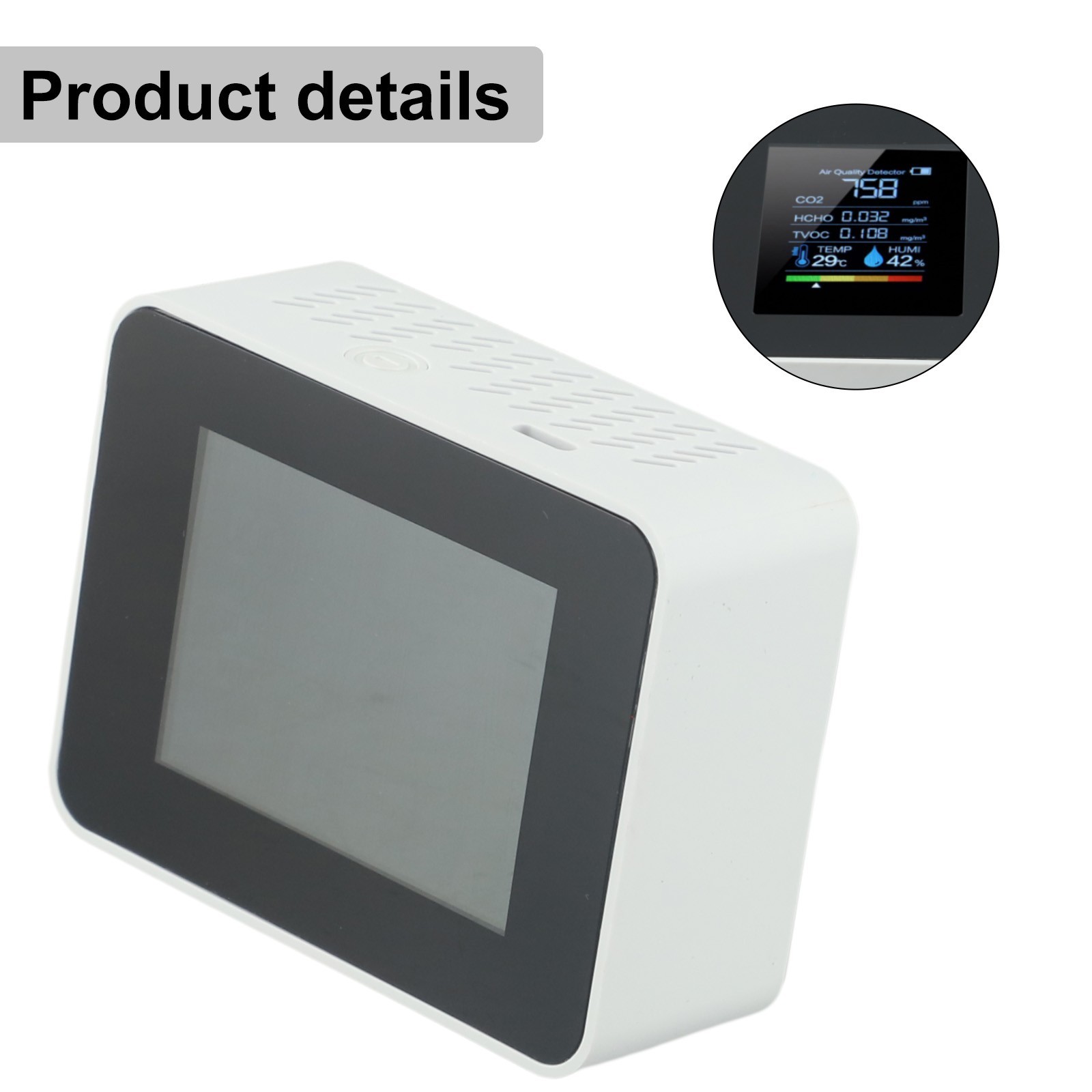 Convenient Handheld Air Monitor Rechargeable Battery USB Cable Provided