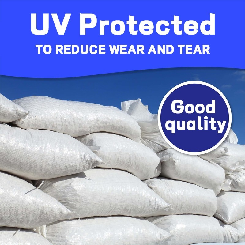 White polyethylene woven sandbags, 14 x 26 in (pack of 50)+ 1 roll of tie straps