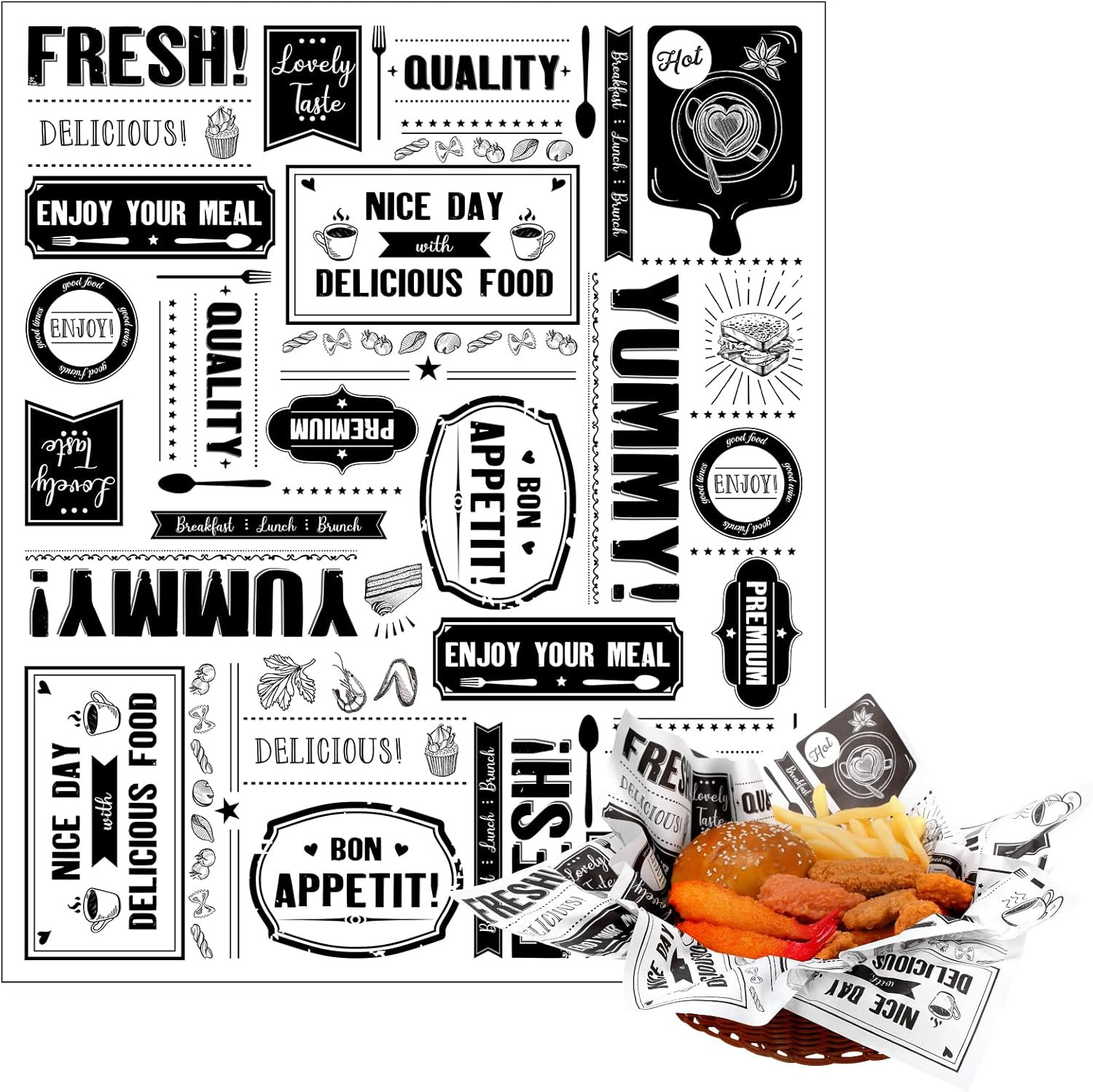 Wax Paper Food Wrap, 13 X 15.8 Inch, 200 Sheets, Grease Resistant, Waterproof, N