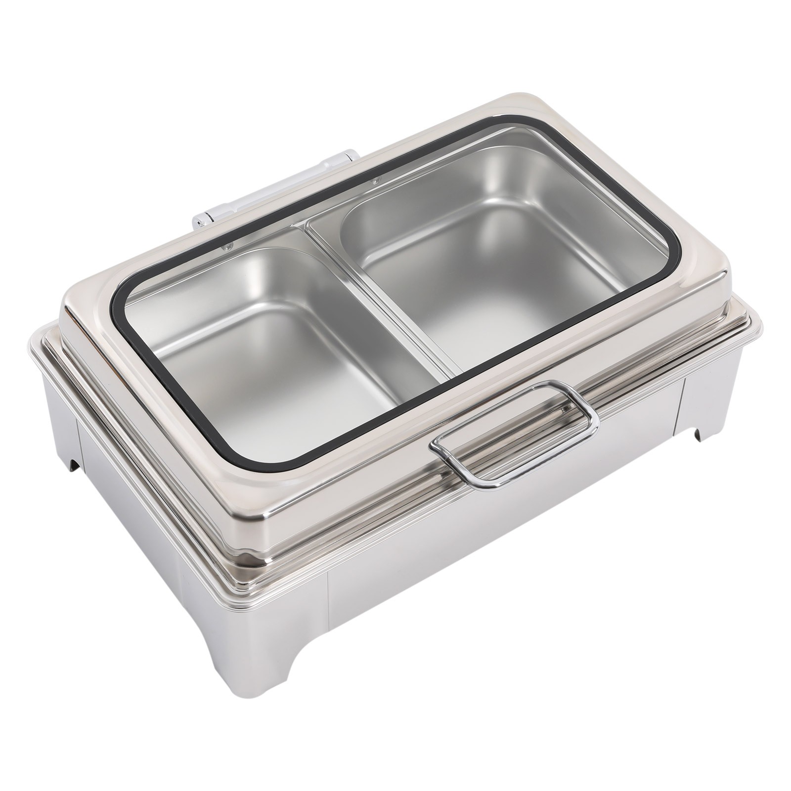 400W 9.5QT 2 Tray Stainless Steel Chafer Chafing Dish Catering Food Warmer Hotel
