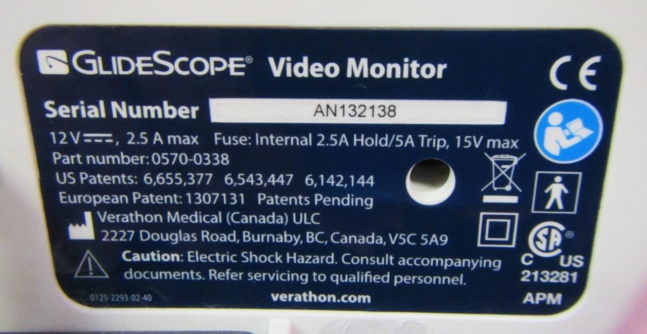 Verathon Glidescope Cobalt AVL Video Laryngoscope Intubation w/ Reusable Baton