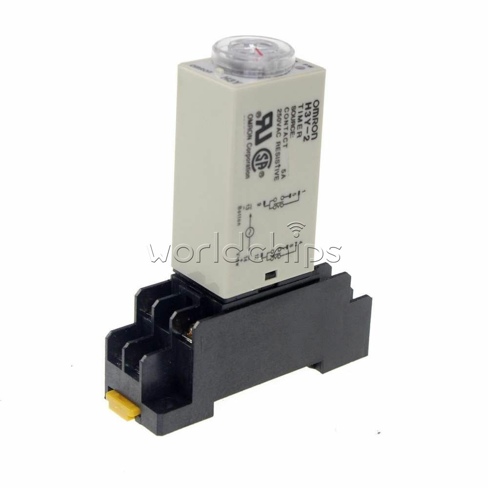 H3Y-2 DC 12V 5A 8 Pins DPDT 0-30 Minutes Timer Time Relay Delay with Base