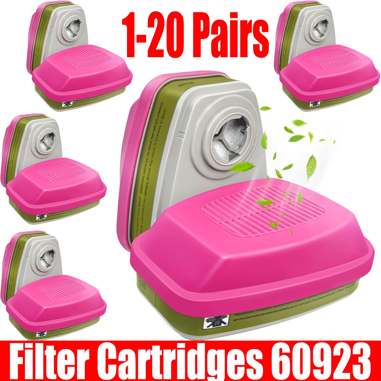 1-20 Pairs For 3M 60923 Organic Gas Replacement Respirator Cartridge/Filter new