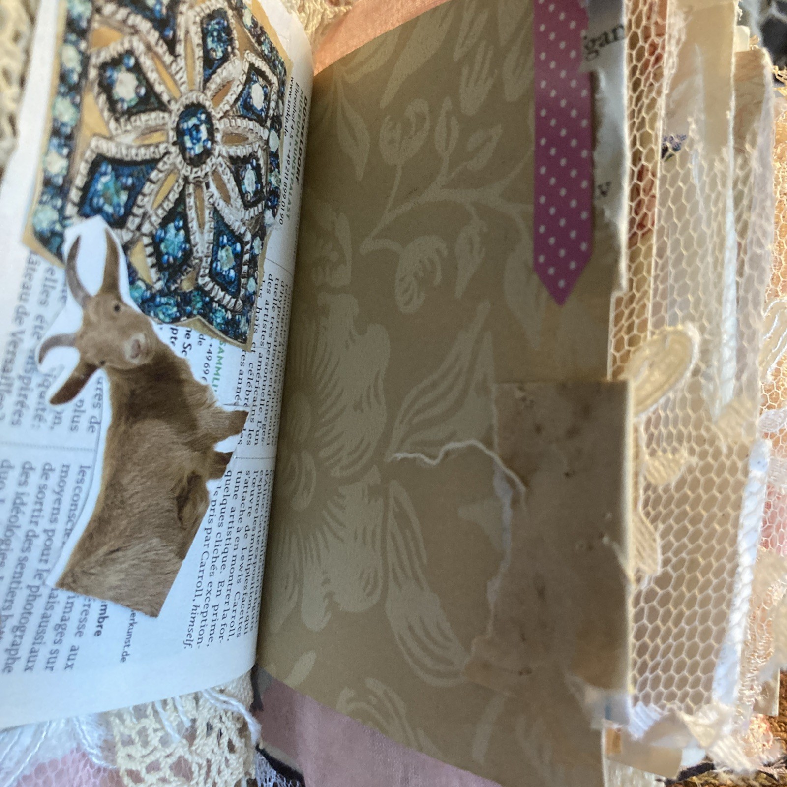 Junk Journal- Grungy, Textile Postcard