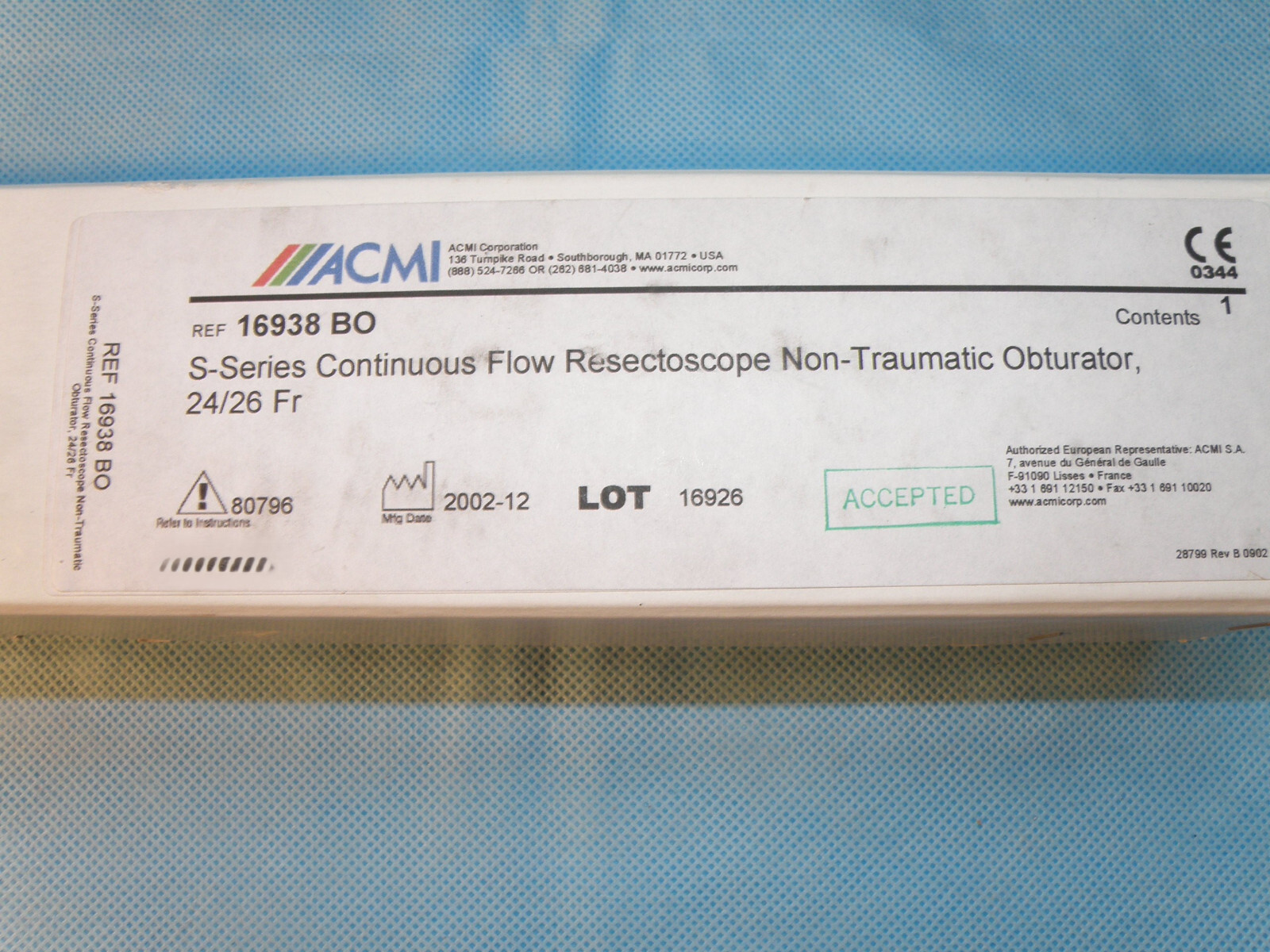 ACMI S-series fits STORZ Resectoscope non- trau Obturator 24/26fr, model 16938BO