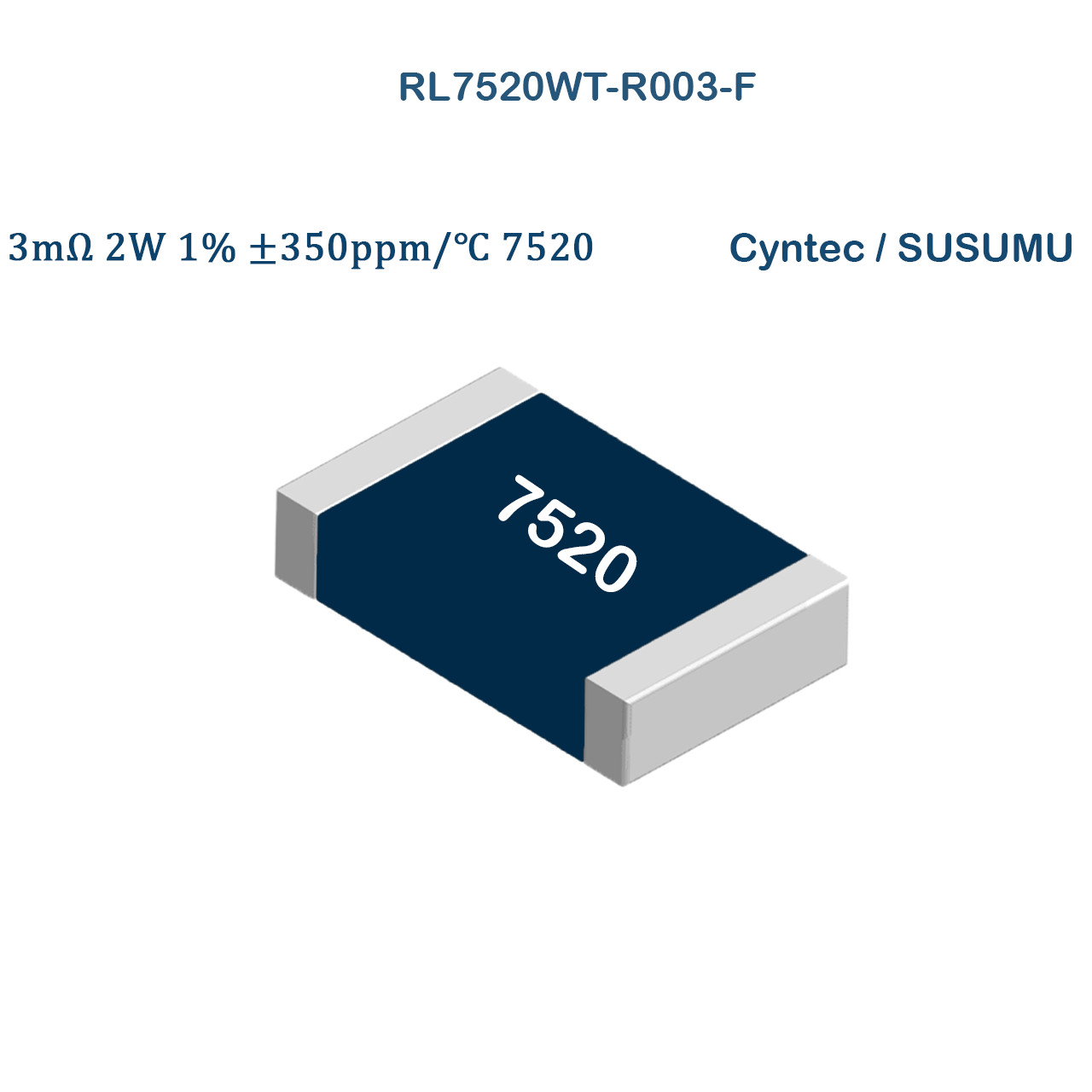 25Pcs RL7520WT-R003-F CYNTEC SMD Current Sense Resistor 0.003 3mOhm 2W 1%