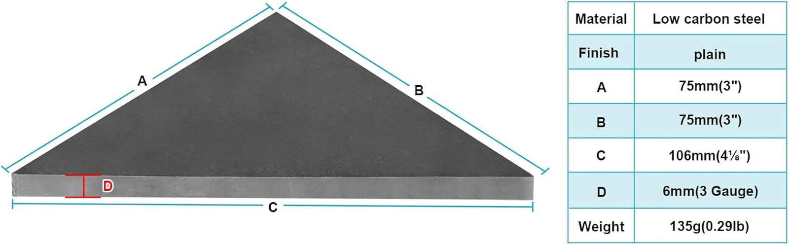 10 PCS Heavy Duty Steel Plate Gussets 3″ X 3″ X 1/4″ Weld on Triangle Gusset Bas