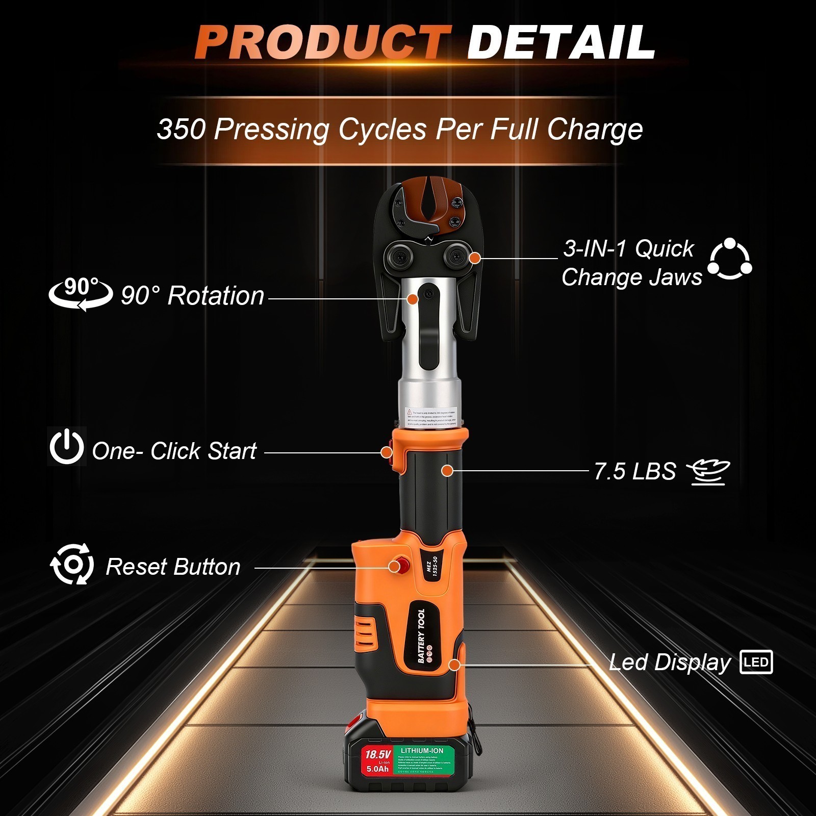 Compact Propress Tool Universal Jaws with 2 18V 5.0AH Batteries for Copper Pipe