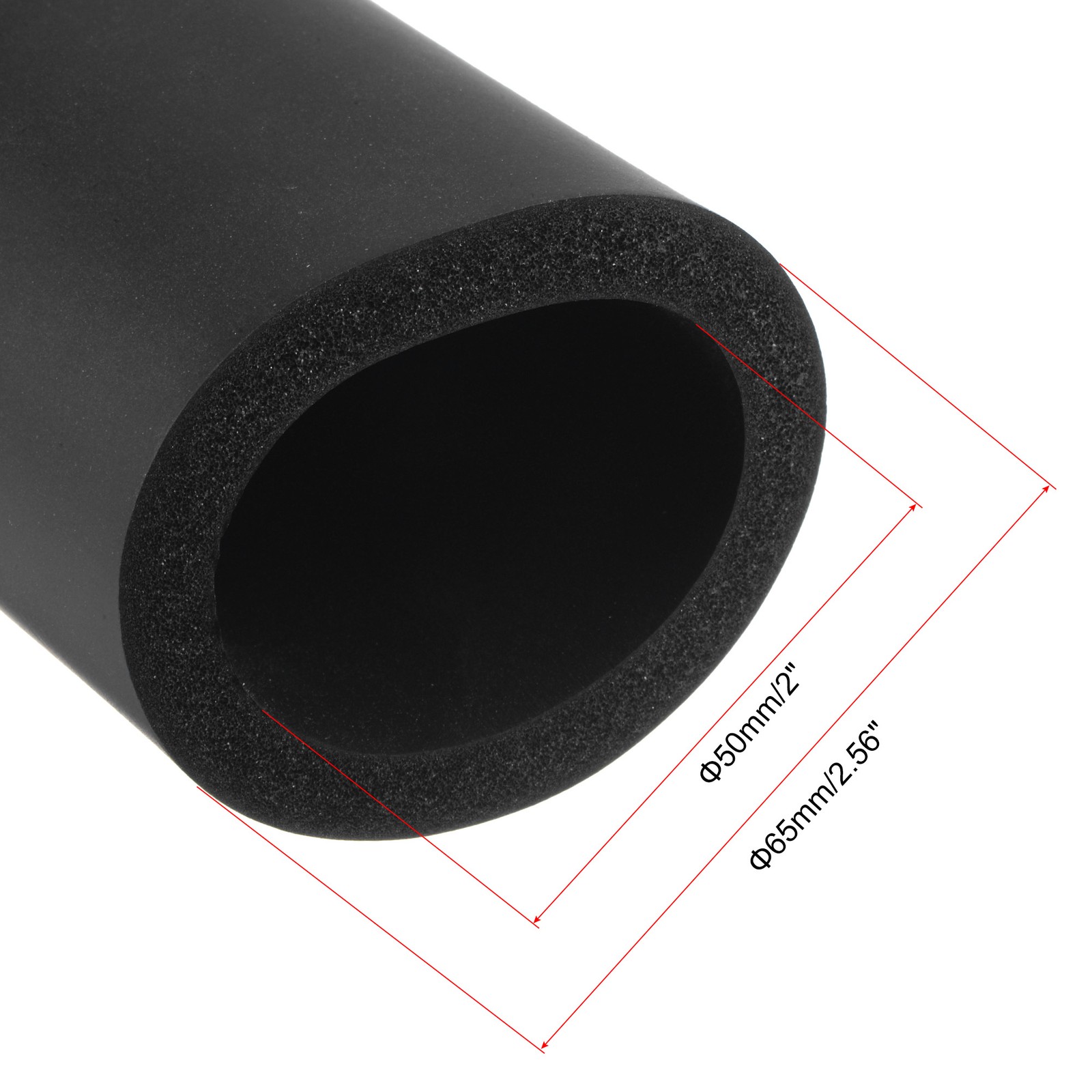 50mm(2″) ID 65mm OD 1m Long Foam Tubing for Handle Grip Support Pipe Insulation