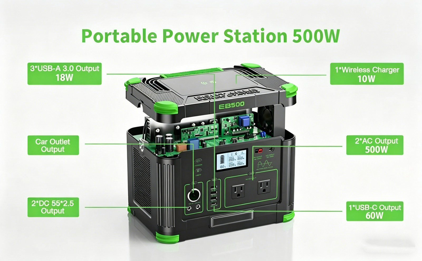 300W 288.6Wh Portable Solar Generator 9-Port Camping Power Supply Camping Home
