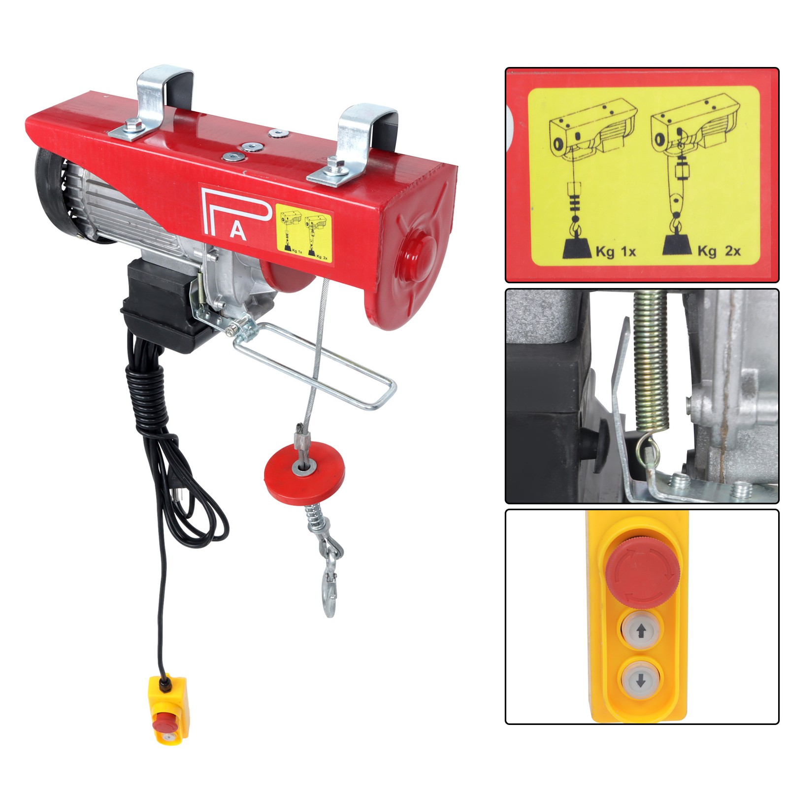 Electric Hoist 1760lbs Winch Crane 1350W Overhead Lift with Wired Remote Control