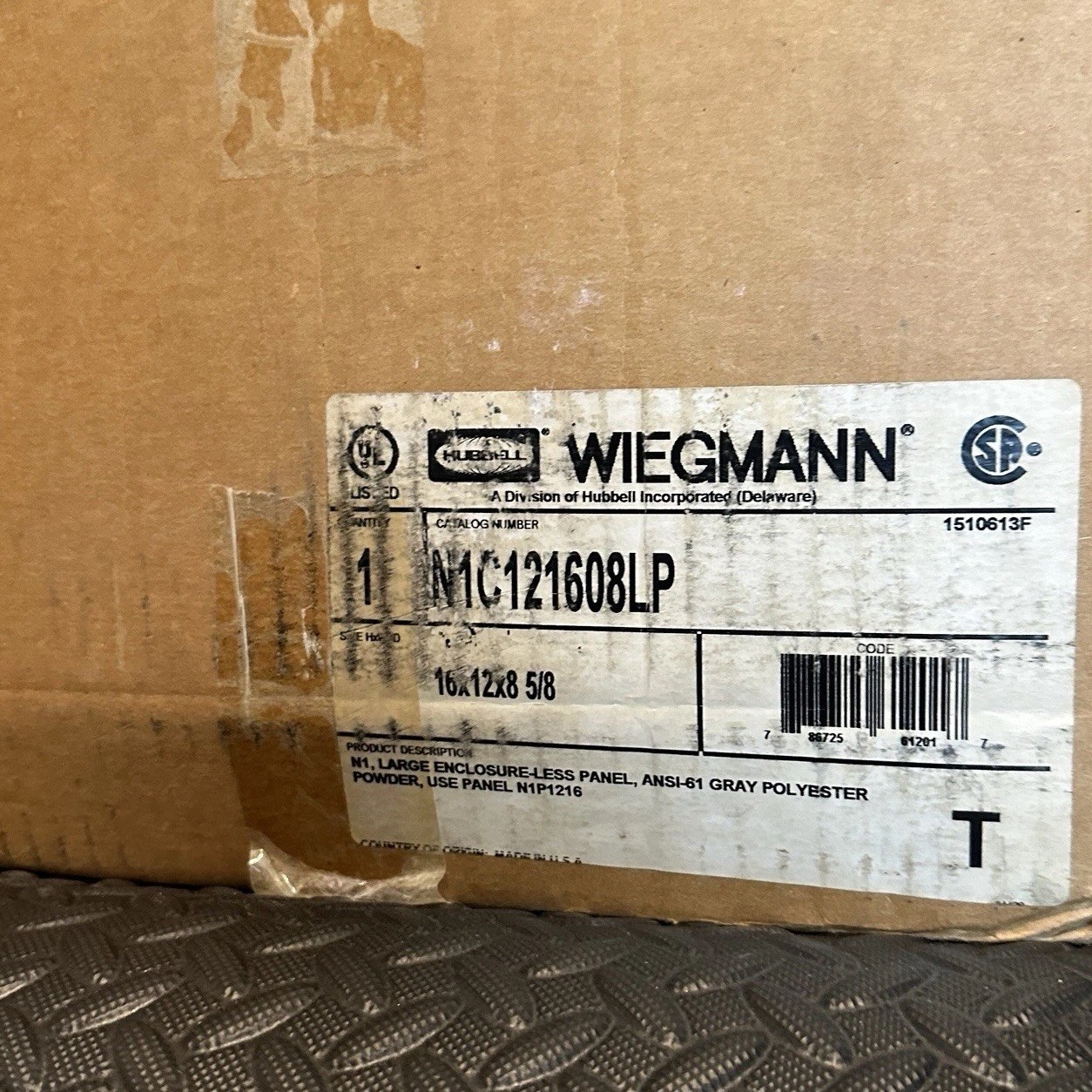 Hubbell-Wiegmann N1C121608LP Enclosure, 12x16x8 NEMA 1 New In Box