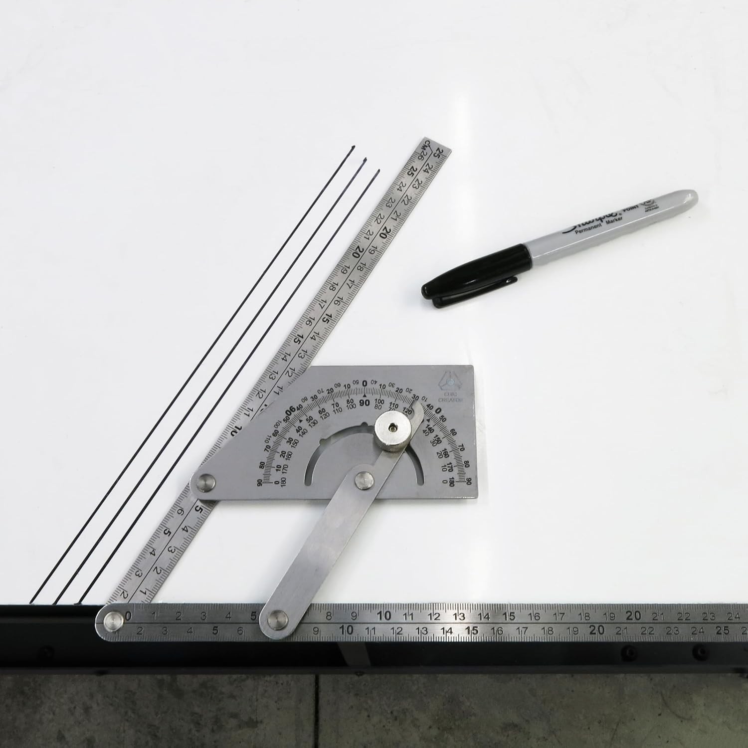 Angle Finder IV, Stainless Steel Protractor 0-180 degrees, Measures inside or ou