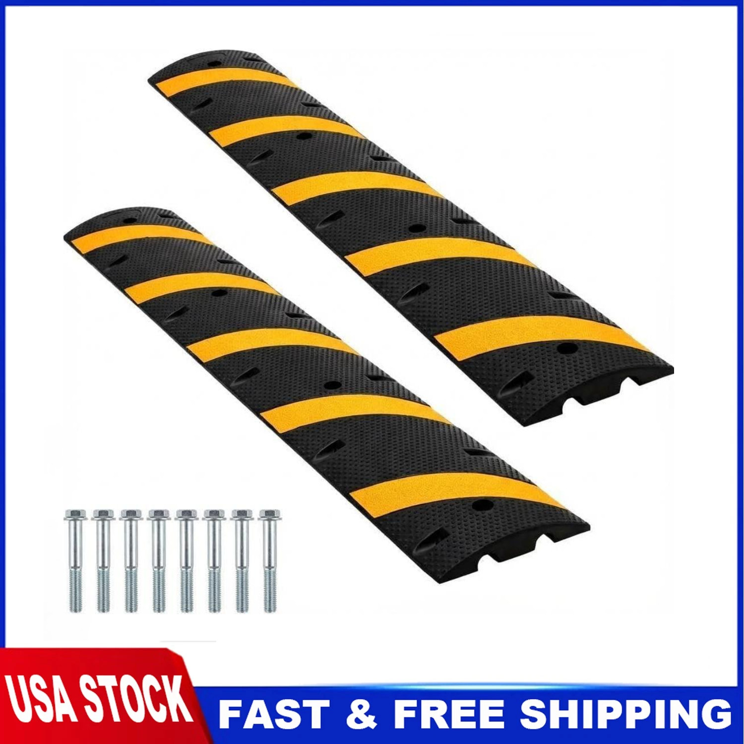 2 Pack of Rubber Speed Bumps 6 ft Heavy Duty for Driveway Parking 25000 LBS Load