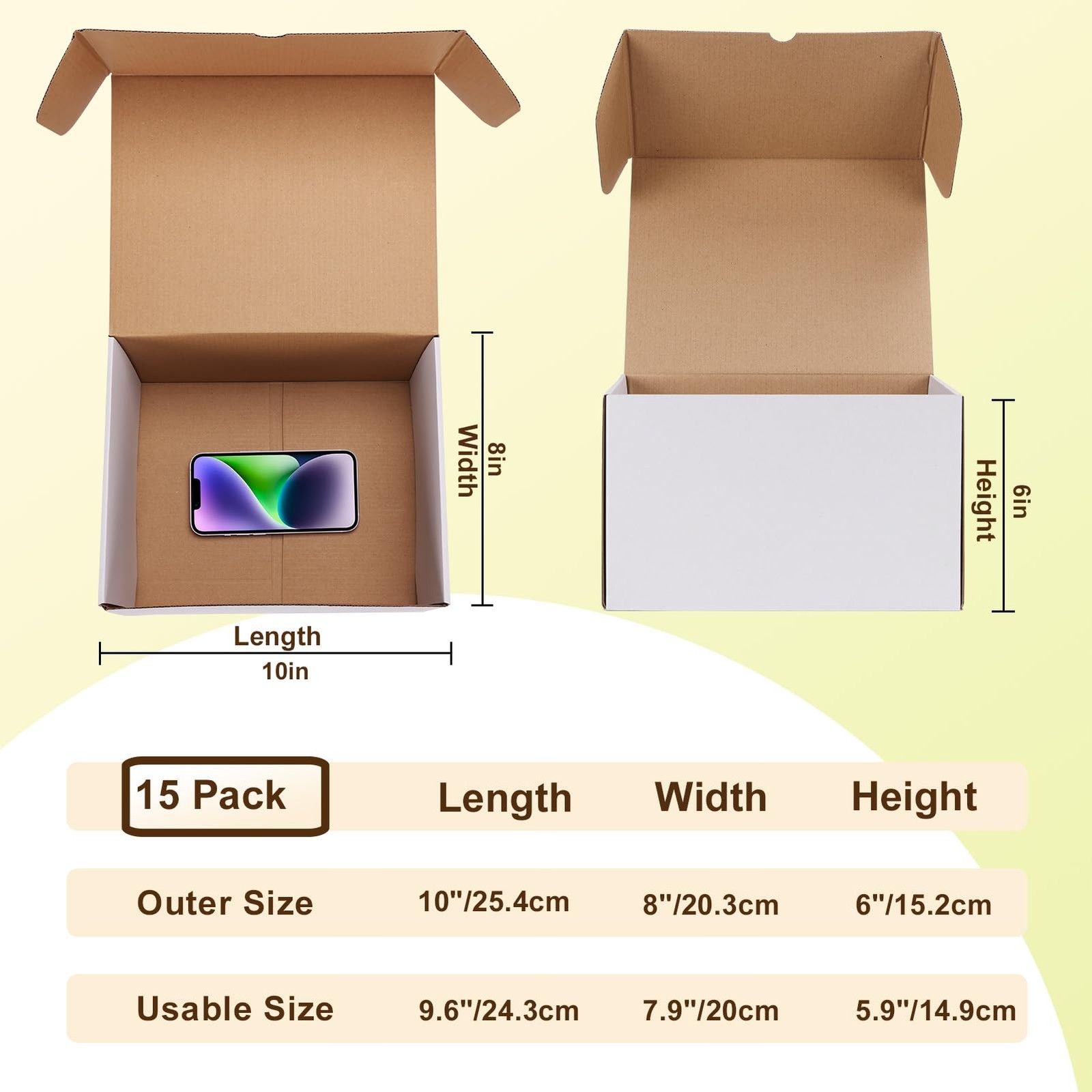 10x8x6 inches Shipping Boxes White set of 15, 10 x 8 x 6 Corrugated Cardboard…