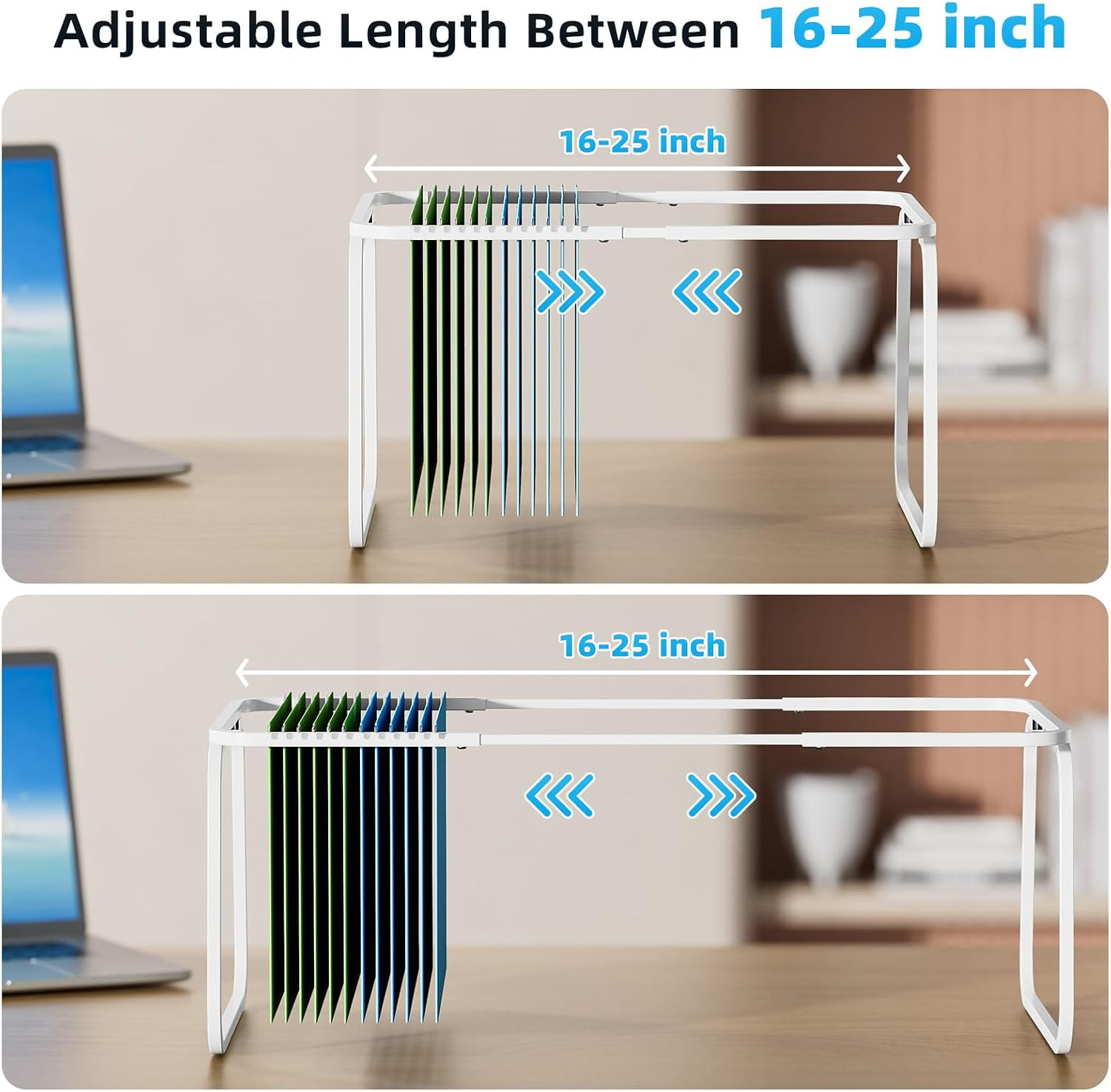 Hanging File Folder Frame, Adjustable Letter Size File Holder 16-25 Inches, Meta