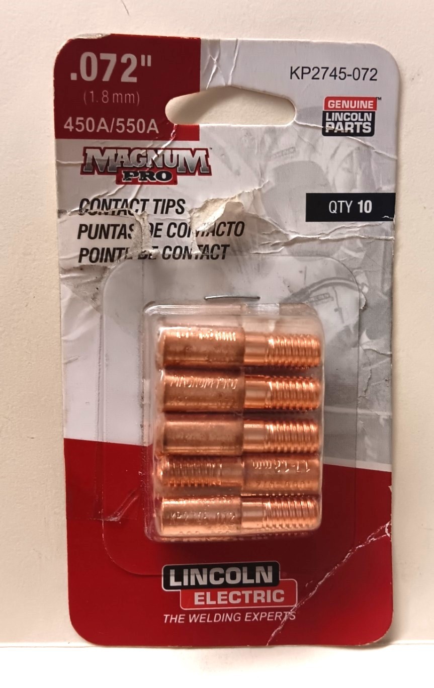 NOS – OEM Lincoln Electric KP2745-072 Contact Tips 0.072 (1.8mm), 450-550A, 10PK