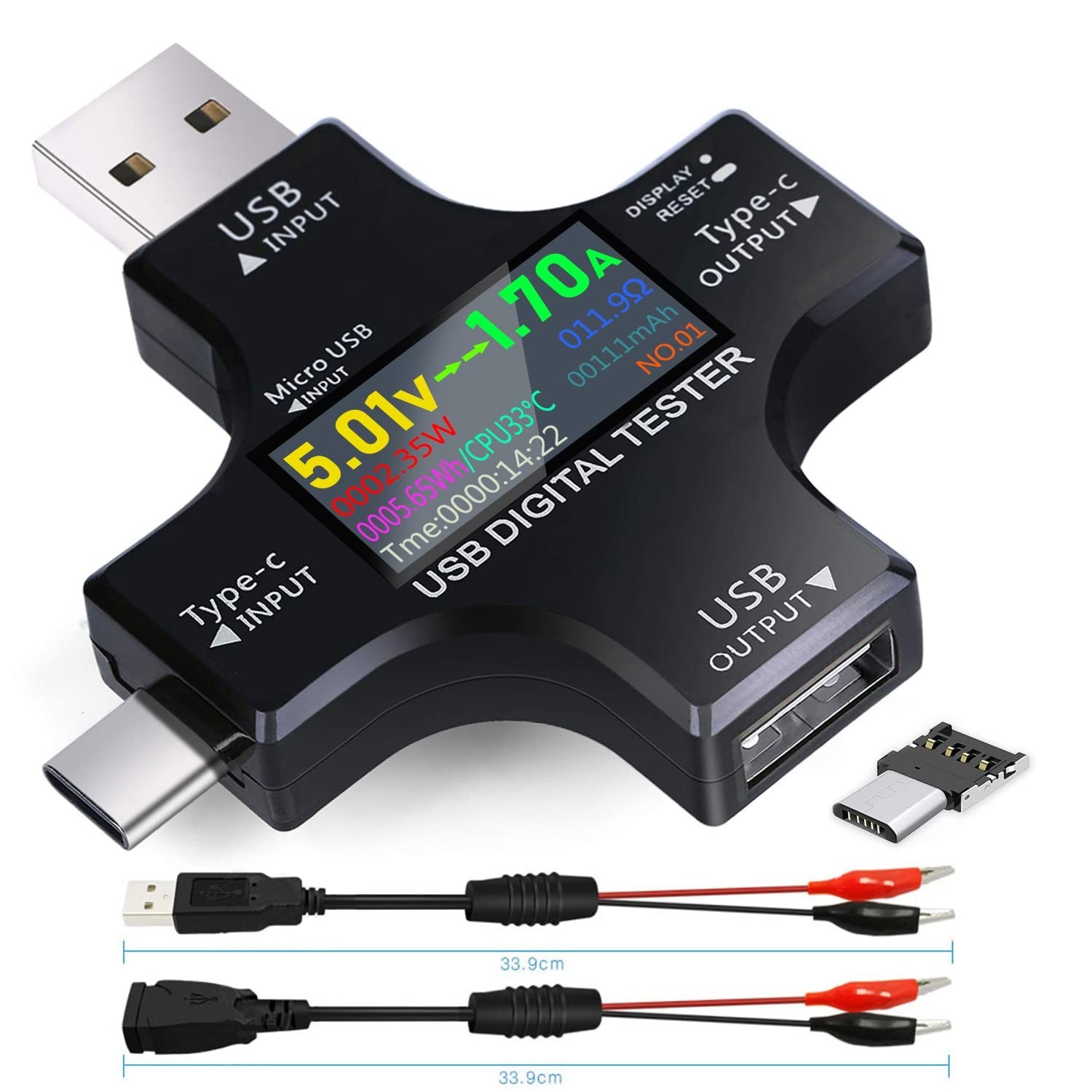 USB C Tester, 2 in 1 Tester Color Screen IPS Digital Multimeter2024,Voltage,C…