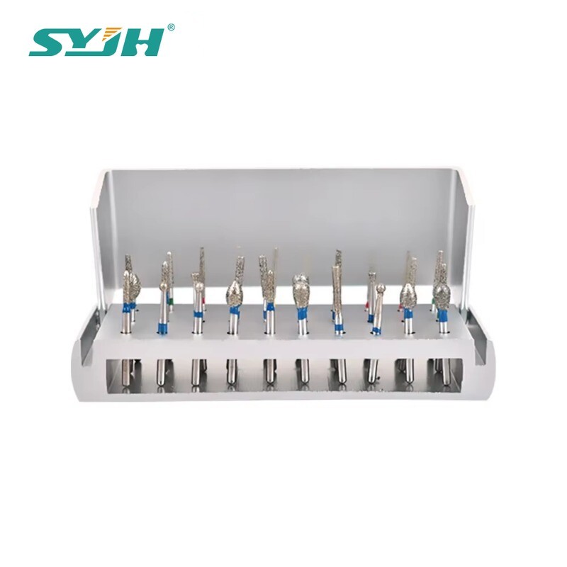 30PcS Dental Diamond Burs Drill+Disinfection Bur Block HighSpeed Handpiece IN US