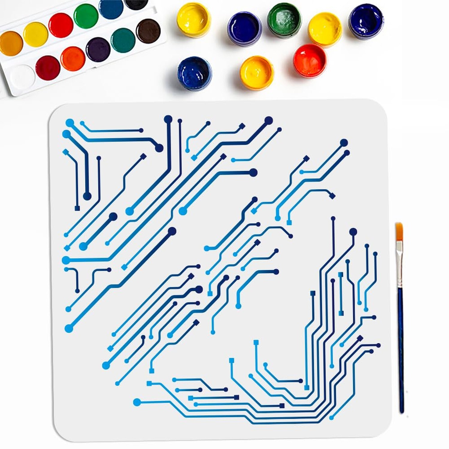 MAYJOYDIY Circuit Lines Stencil 11.8×11.8inch Circuit Corners Technology Pa