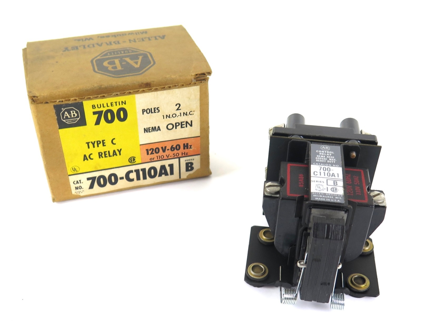 New Allen Bradley 700-C110A1 Ser. B AC Relay, 120V 60Hz – NEW