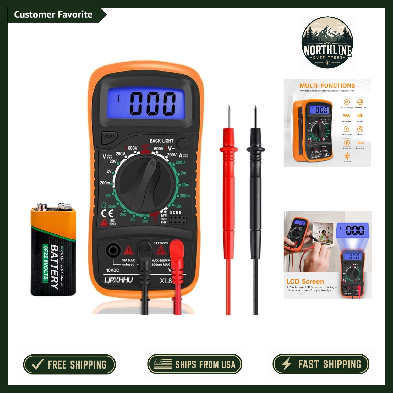 Digital Multimeter with 2000 Counts and Backlit LCD – Accurate Voltage Testing