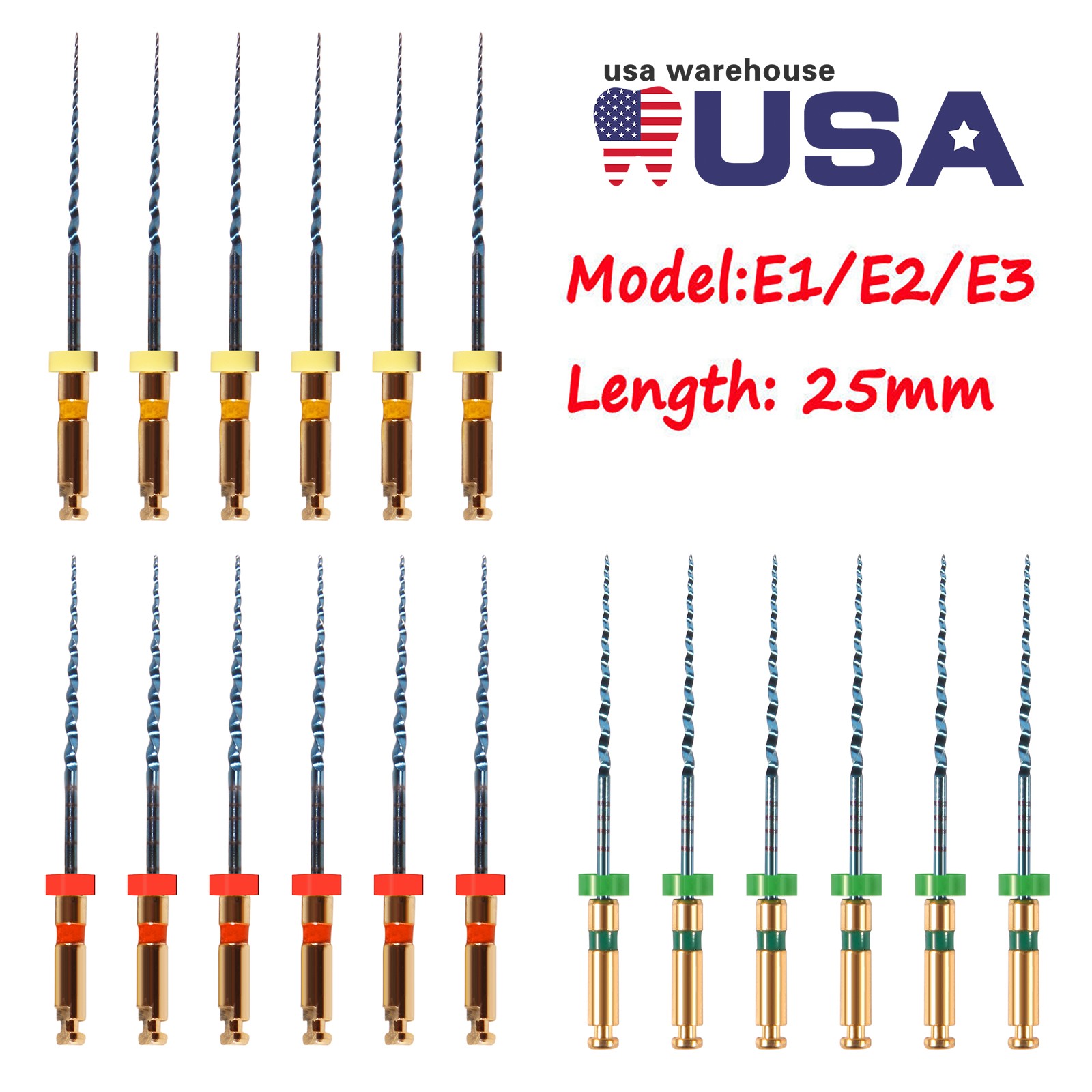 Dental Endodontic Rotary Taper Endo 6Pc Engine NITI Files 21/25/31MM
