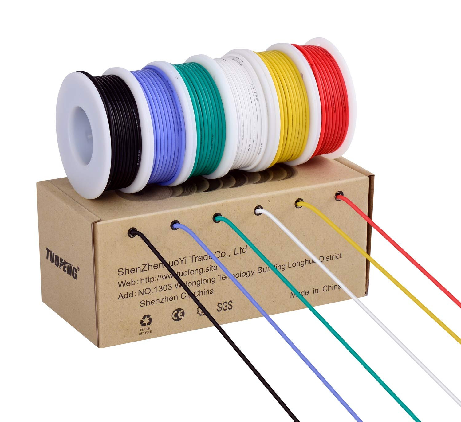 18 AWG Stranded Wire Spool, Silicone Rubber Insulated Tinned Copper Flexible Wir