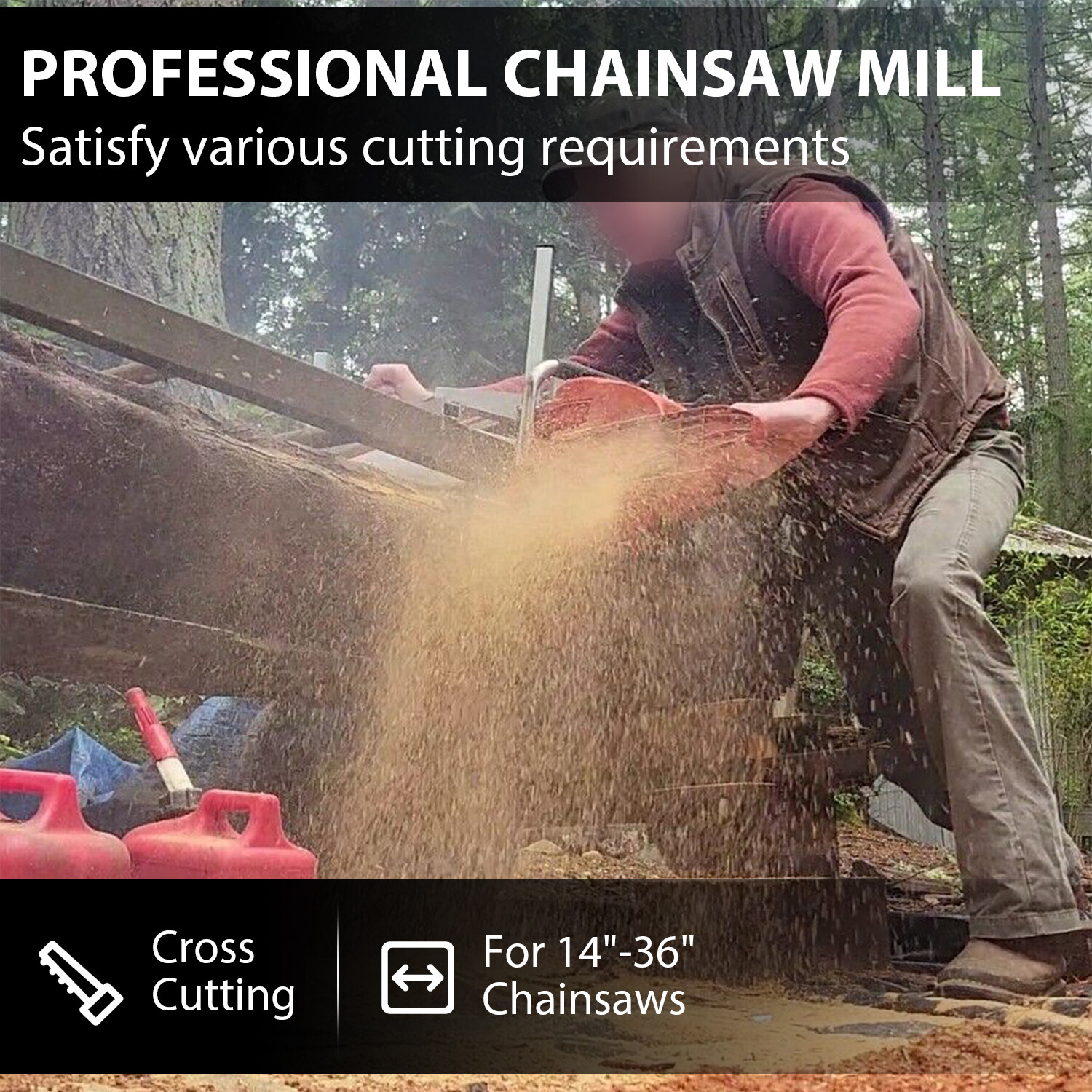 Chainsaw Mill 14″-36″ Portable Chain Saw Mill Aluminum Steel Planking Lumber
