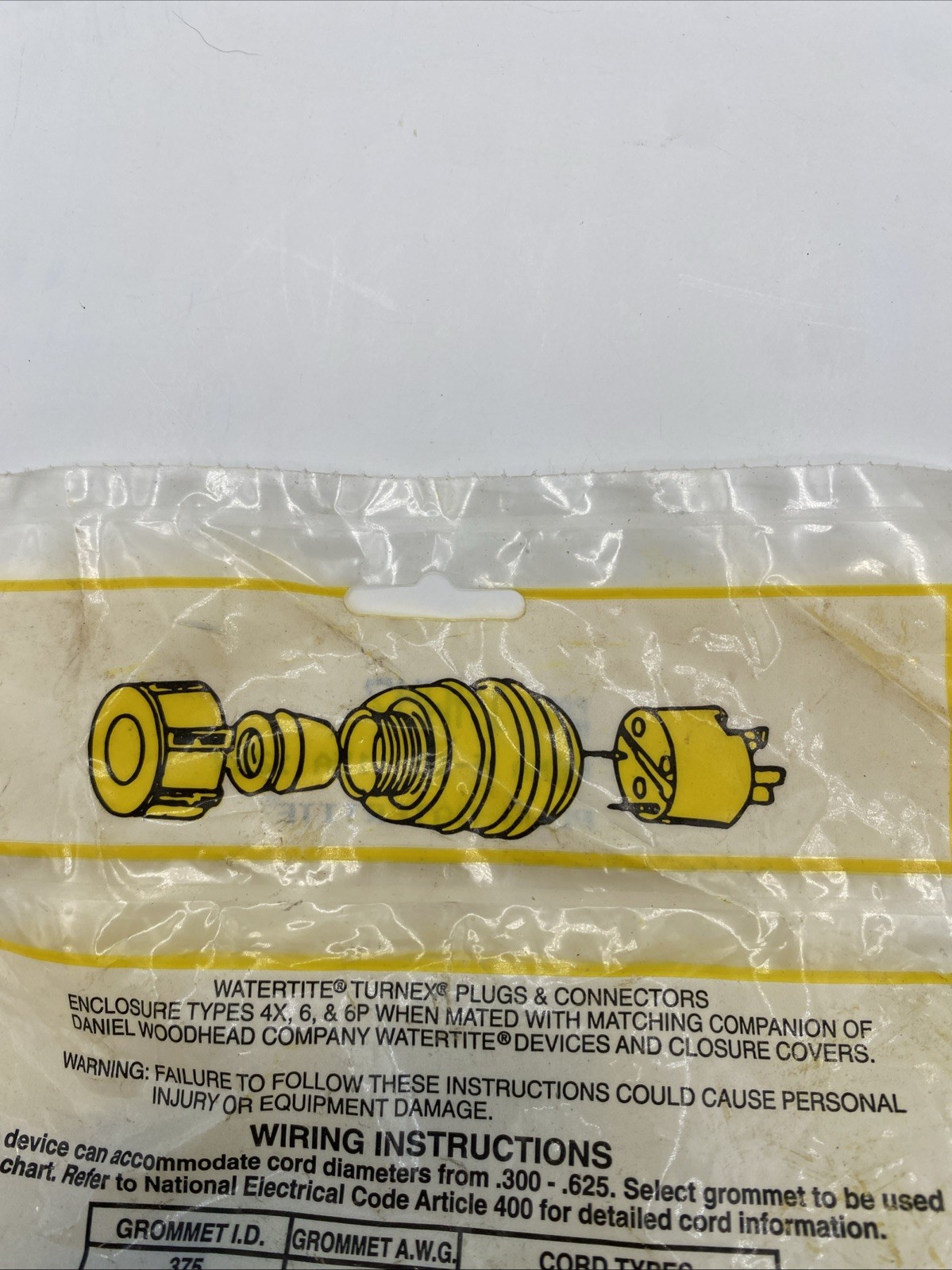 Molex Woodhead 14W47 Watertite Plug NEMA 5-15 Male 15A 125V Water Tight Sealed