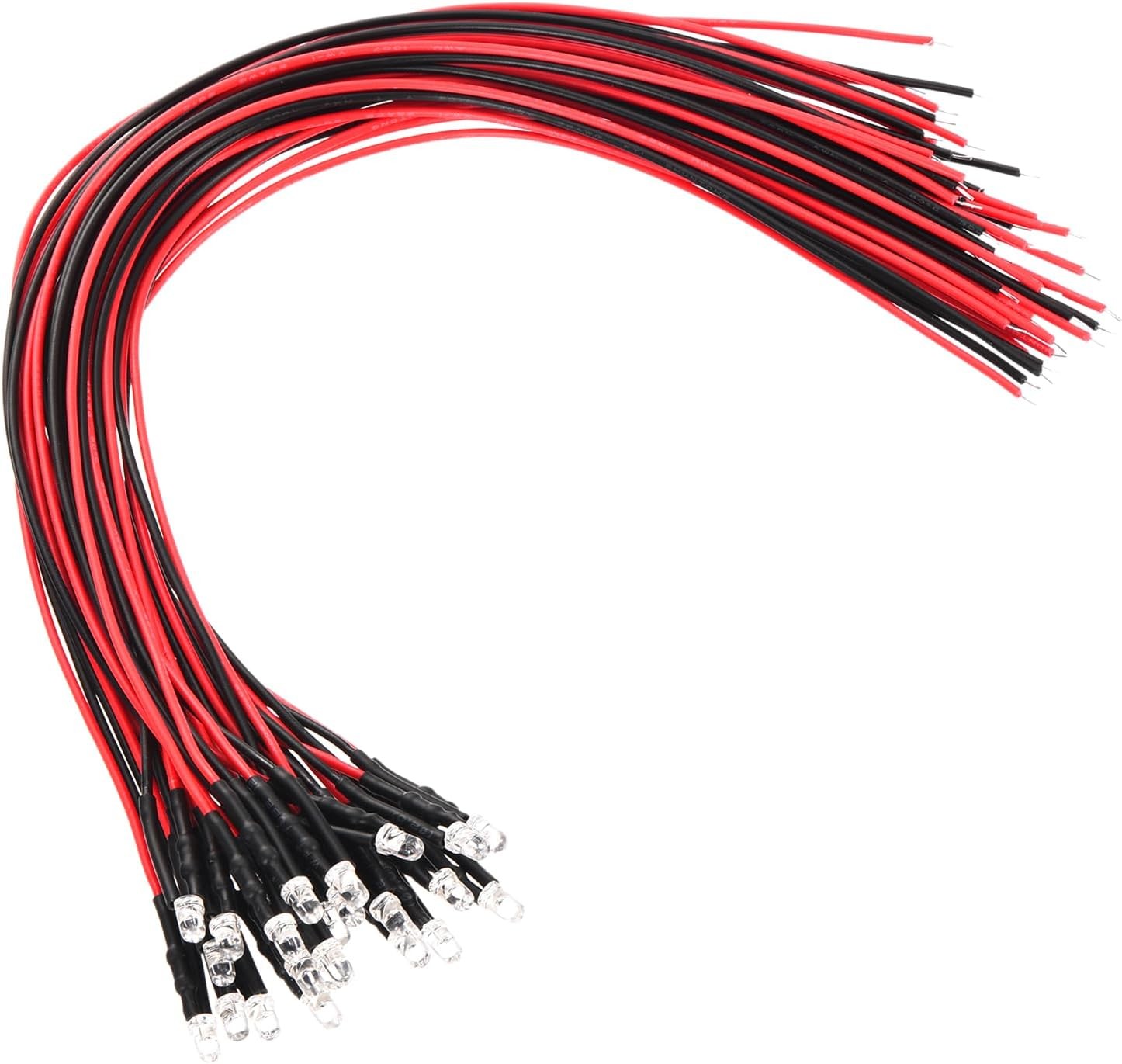 3mm LED Diode Light 24 Pcs 3-6V DC Pre Wired Mini LED Bul Size: 3mm Color: Red
