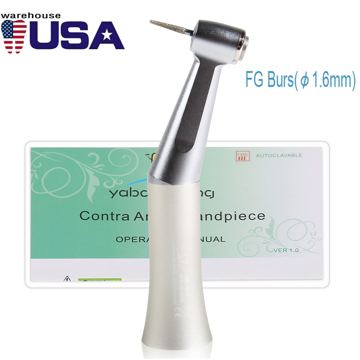 Slow Speed Contra Angle Handpiece fit Diamond Burs Drill FG 1.6mm Dental
