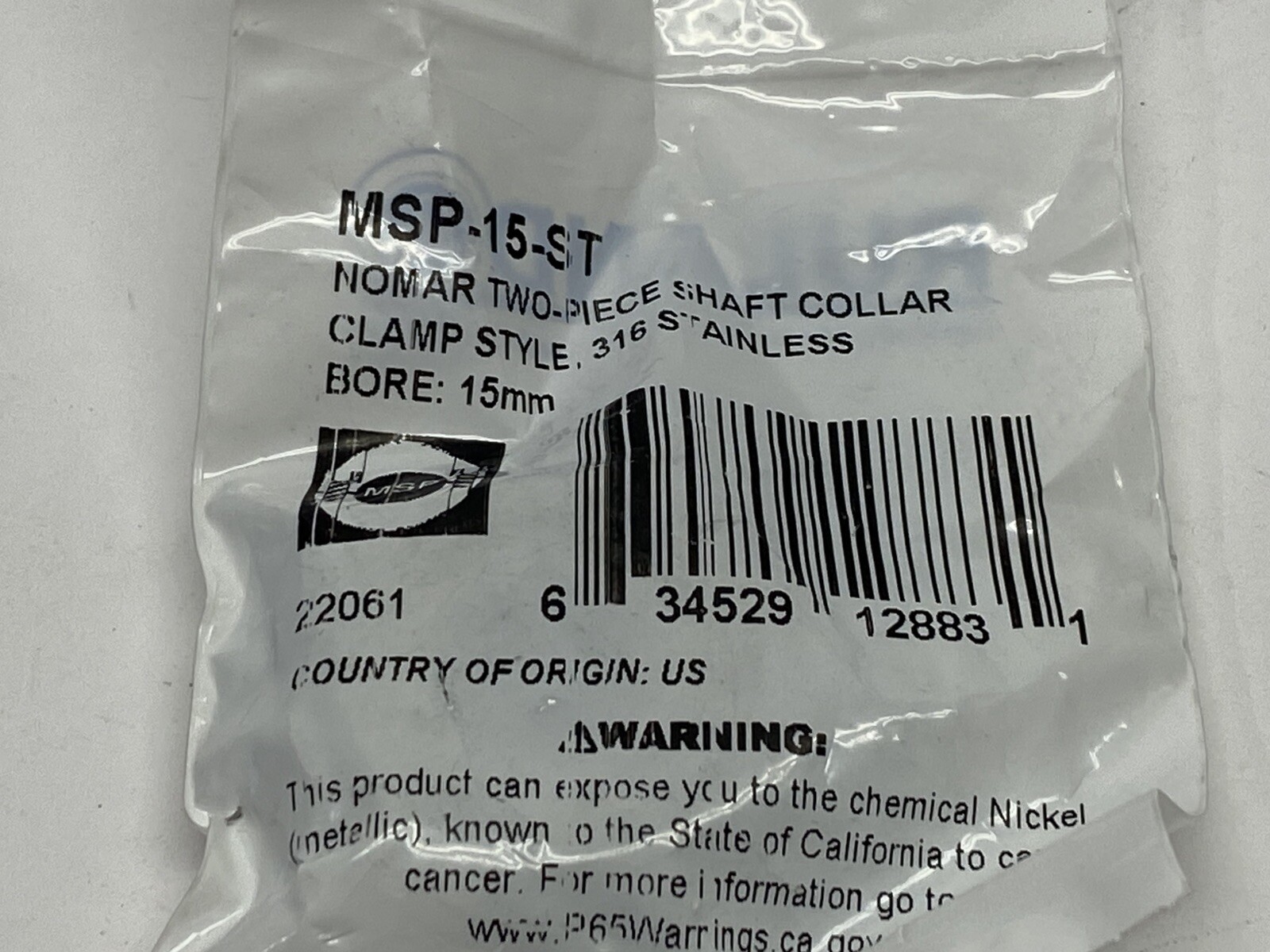 Ruland MSP-15-ST 15mm Two-Piece Shaft Collar 34mm OD 13mm Width