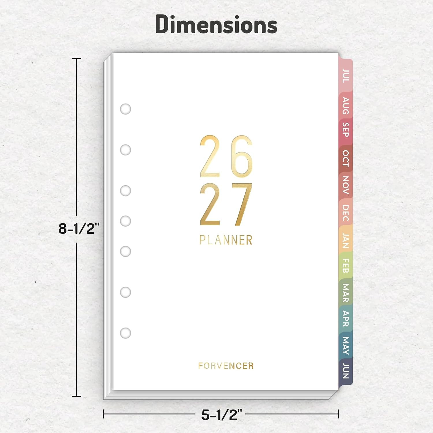 2026 Weekly & Monthly Planner Refills for A5 7-Ring Binders, July