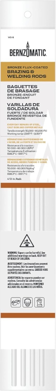 Durable Bronze Brazing Rod Set – Four 12-inch Rods for Steel, Copper & Cast Iron