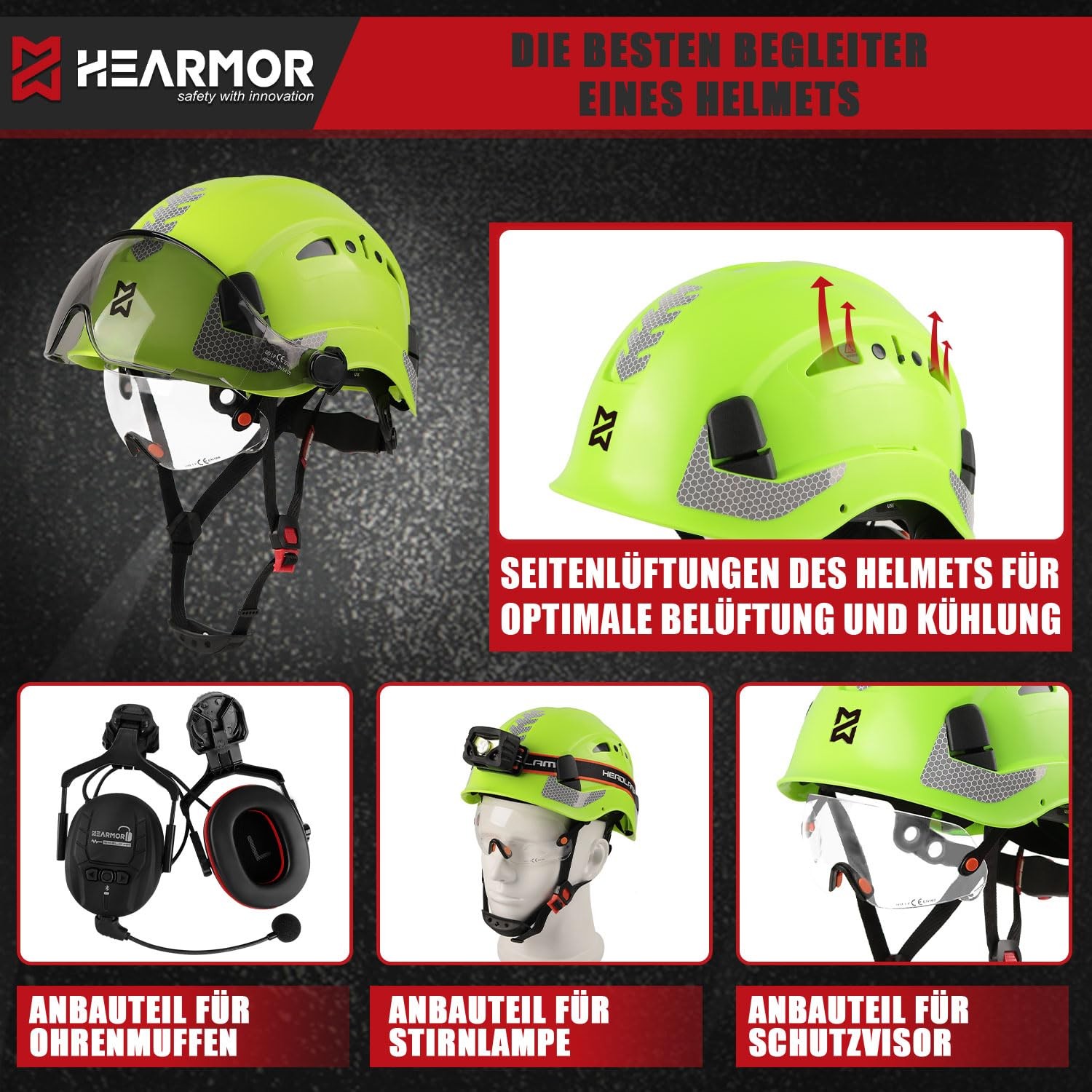 Safety Helmet EN397 Tested High Strength ABS Material, Double Visor for Fast…
