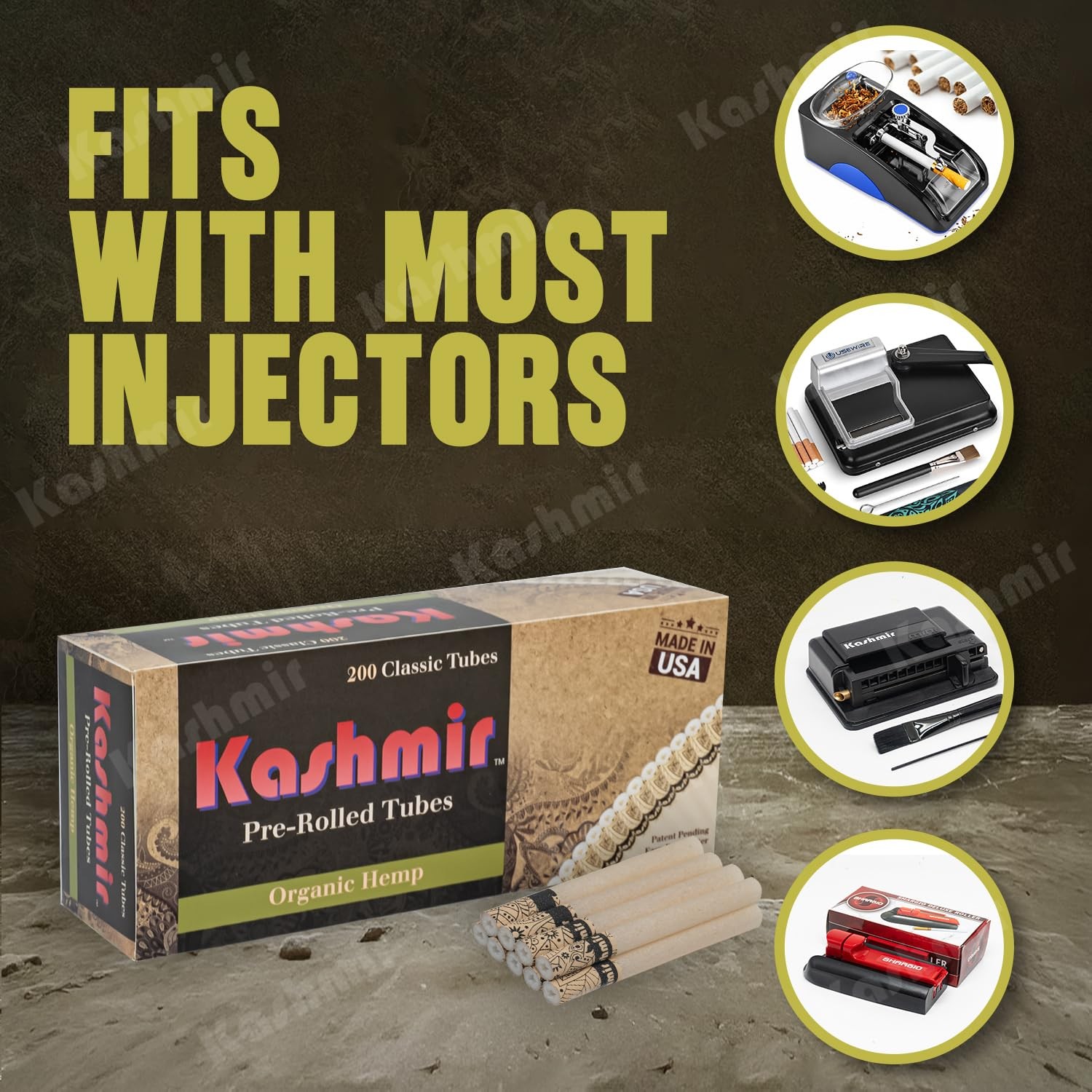 Kashmir Cigarette Tubes Organic Hmp Count 5 Boxes Of 200 Tubes Smooth Draw
