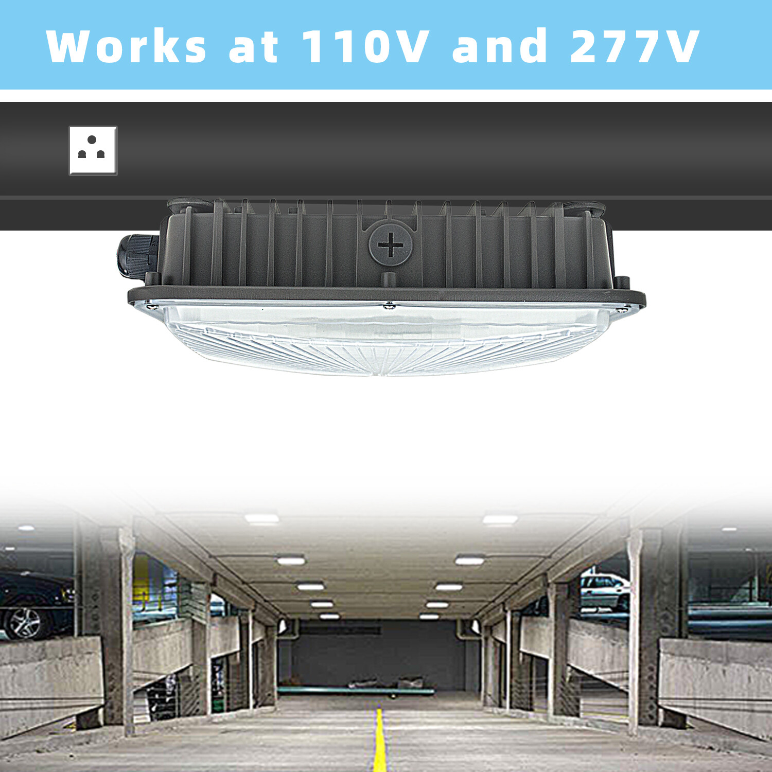 2-Pack LED Canopy Light Commercial Light for Home, Gas Station, Warehouse (70W)