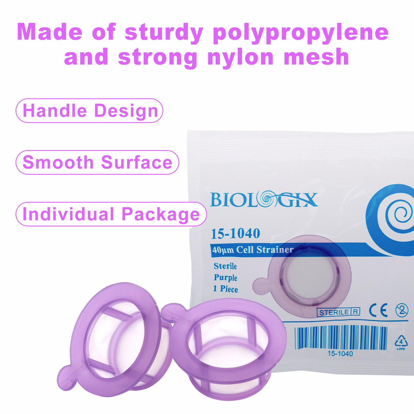 50/100 Pcs Cell Strainers, 40/70/100μm, Individual Package, Sterile