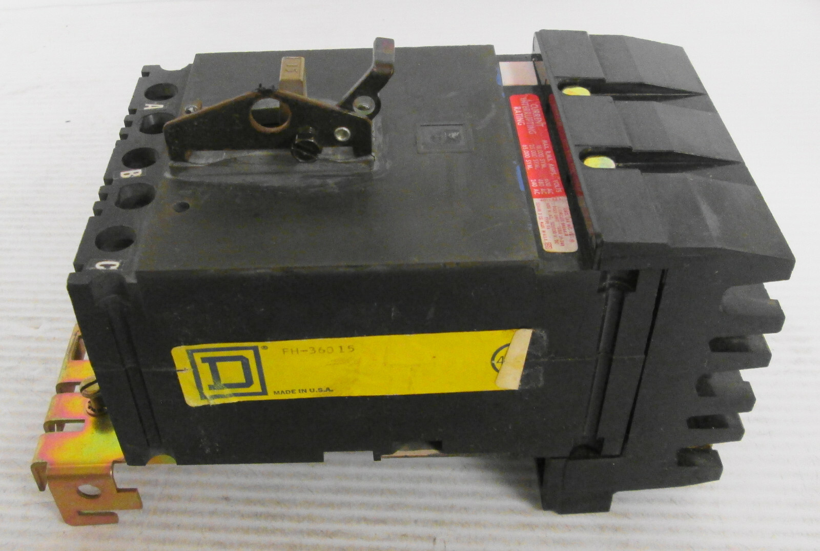 Square D FH-36015 Type FA Circuit Breaker 15A 3P 600VAC 125/250VDC