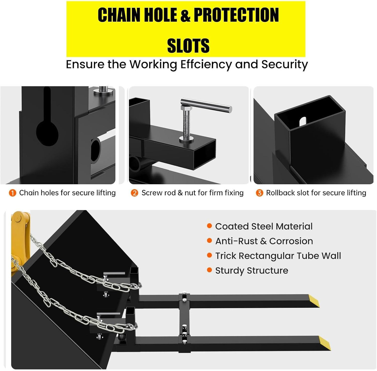 Garveelife Pallet Forks 60 in 4000 LBS Max, Clamp on Tractor Bucket Forks with A