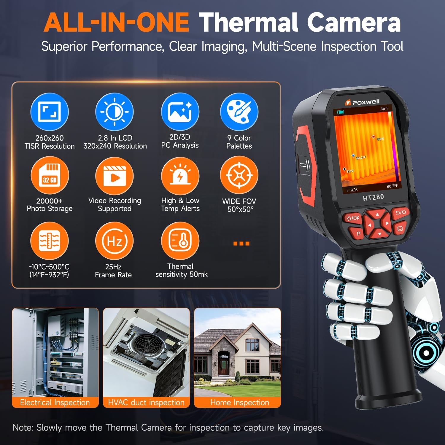 FOXWELL HT280 Thermal Imaging Camera Thermal Handheld Temp Alarm HVAC Electrical