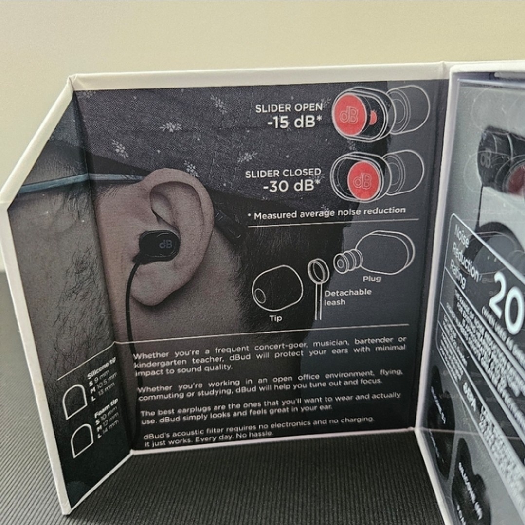 New dBud Volume Adjustable Earplugs Noise Reduction 15-30 dB Hearing Protection
